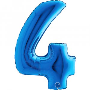 Supershape Balloon Number 4 Four Blue (100cm)