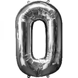 Supershape Μπαλόνι Αριθμός 0 Μηδέν Ασημί (100εκ)