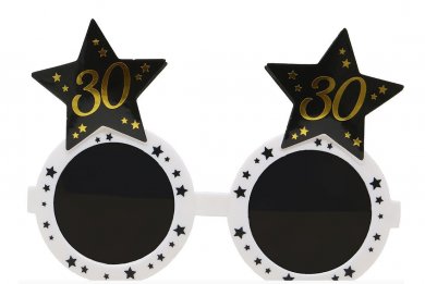 30 White Glasses with Black Stars