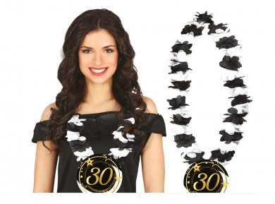 30 Black and White Hawaiian Necklace