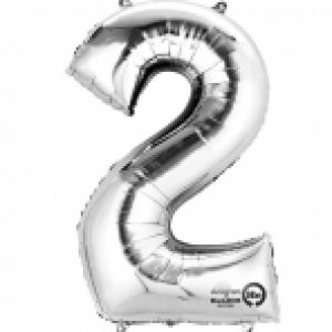 Supershape Balloon Number 2 Two Silver (100cm)