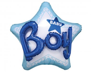 3D Baby Boy Star Shaped Foil Balloon (81cm)