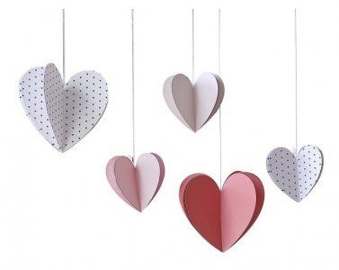 3D Hearts Hanging Decorations (5pcs)
