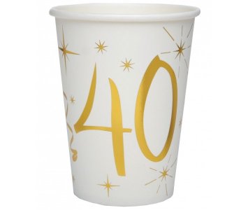 40 White Paper Cups with Gold Foiled Print (10pcs)