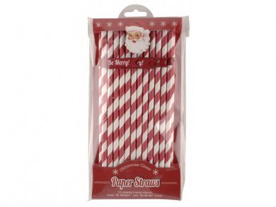 Santa Paper Straws with Flags (25pcs)