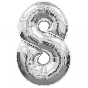 Supershape Balloon Number 8 Eight Silver (100cm)