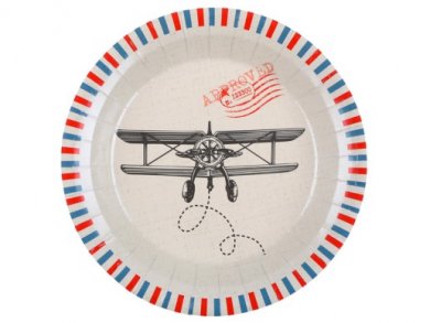 Αεροπλάνο Vintage Μεγάλα Χάρτινα Πιάτα (10τμχ)