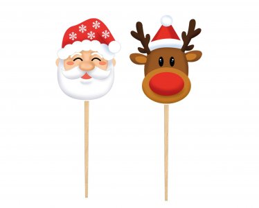 Santa and Reindeer Decorative Picks (12pcs)