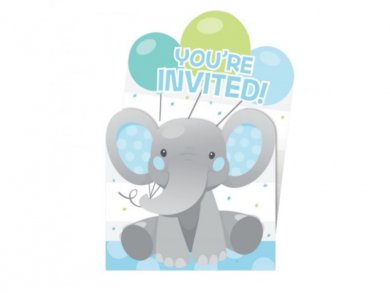 Boy Elephant Party Invitations (8pcs)