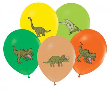 Wild Dinosaurs Printed Latex Balloons (5pcs)