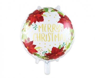 Poinsettia Merry Christmas Foil Balloon (45cm)