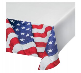 American Party Waving Flag Paper Tablecover (137cm x 259cm)