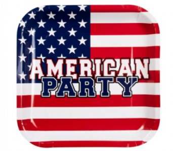 American Party Τετράγωνα Χάρτινα Πιάτα (6τμχ)