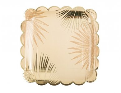 Sand and Gold Leaves Large Paper Plates (8pcs)