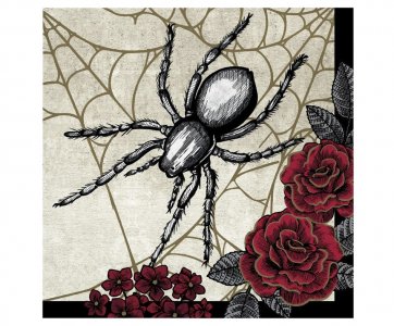 Spider and Red Flowers Luncheon Napkins (16pcs)