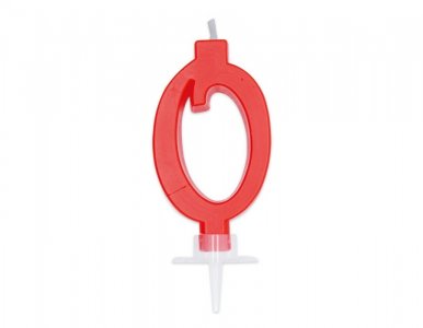 Number 0 Italic Red Cake Candle (7cm)