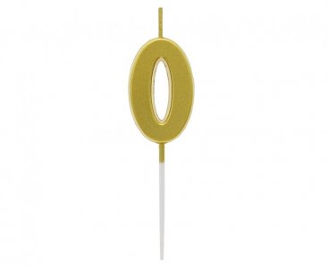 Number 0 Gold Cake Candle (4cm)