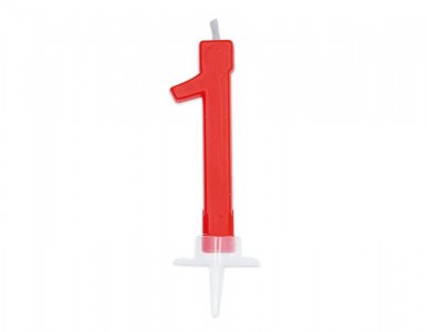 Number 1 Italic Red Cake Candle (7cm)