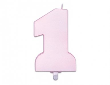 Number 1 Pink Pearl Cake Candle (10cm)