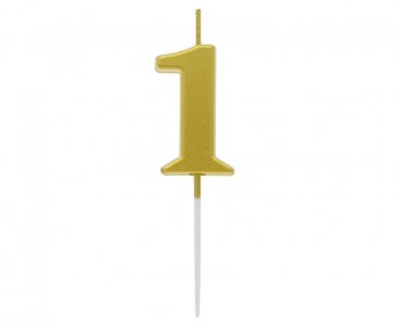 Number 1 Gold Cake Candle (4cm)