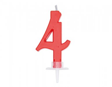 Number 4 Italic Red Cake Candle (7cm)