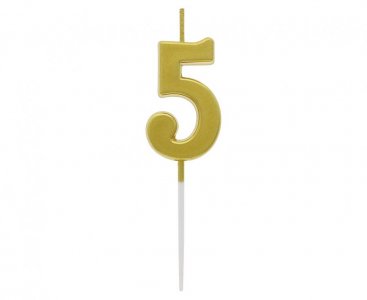 Number 5 Gold Cake Candle (4cm)