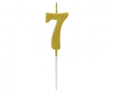Number 7 Gold Cake Candle (4cm)