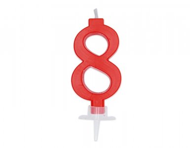 Number 8 Italic Red Cake Candle (7cm)