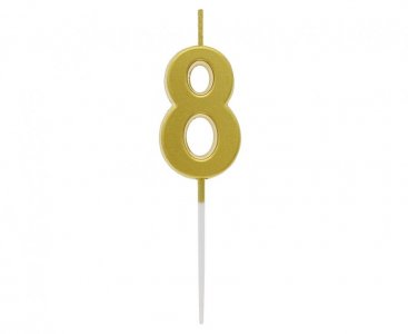 Number 8 Gold Cake Candle (4cm)
