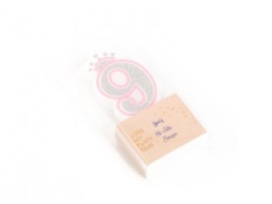 Number 9 Cake Candle with Crown and Glitter 5,5cm