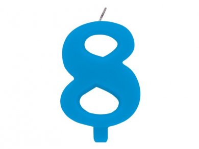 8 Αριθμός Οκτώ Γαλάζιο Κερί για Τούρτα (7,5εκ)