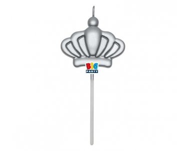Silver Crown Cake Candle (12cm)