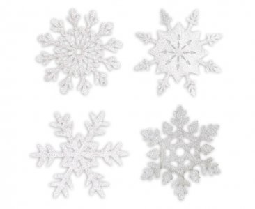 Silver Snowflakes with Glitter (8pcs)
