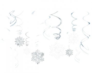 Silver Snowflakes Swirl Decorations (12pcs)