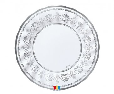 Άσπρα Elegant Μεγάλα Χάρτινα Πιάτα με Ασημοτυπία (6τμχ)