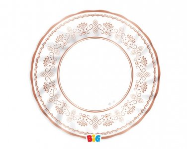 Άσπρα Elegant Μικρά Χάρτινα Πιάτα με Ροζ Χρυσοτυπία (6τμχ)