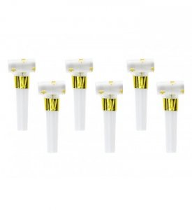 White Blowouts With Gold Stars (6pcs)