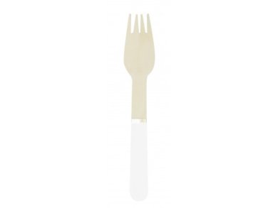 White Wooden Forks with Gold Foiled Detail (8pcs)
