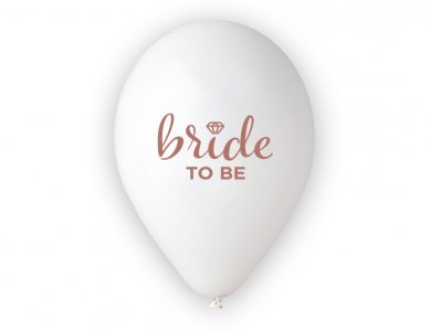 White Latex Balloons with Bronze Bride to Be Print (5pcs)