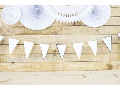 White Flag Bunting with Gold Foiled Edging (3m)