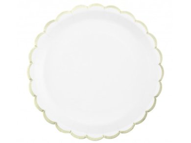 White Large Paper Plates with Gold Foiled Edging (8pcs)