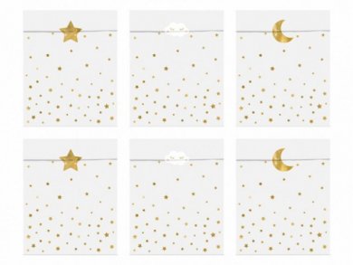 White Paper Treat Bags with Gold Stars 6pcs
