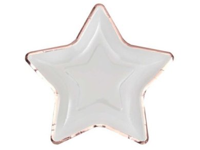 White Stars Paper Plates with Rose Gold Edging (10pcs)