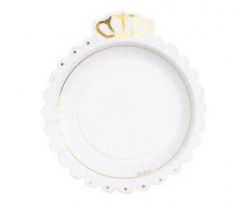 White Paper Plates with The Gold Crown (8pcs)