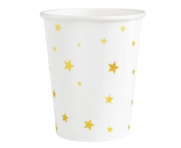 White Paper Cups with Gold Stars (6pcs)