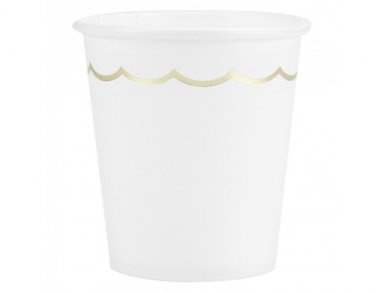 White Paper Cups with Gold Foiled Border (8pcs)