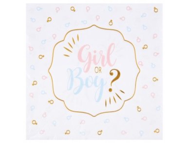 White Luncheon Napkins with Girl or Boy Print for The Gender Reveal (20pcs)