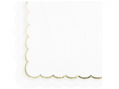 White Luncheon Napkins with Gold Foiled Edging (16pcs)