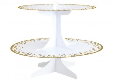 White Cupcake Stand with Gold Foiled Confetti Print (24,4cm x 31,1cm)