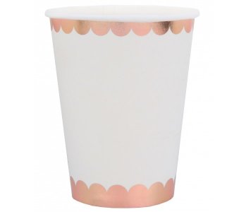 White and Rose Gold Scalloped Paper Cups (10pcs)